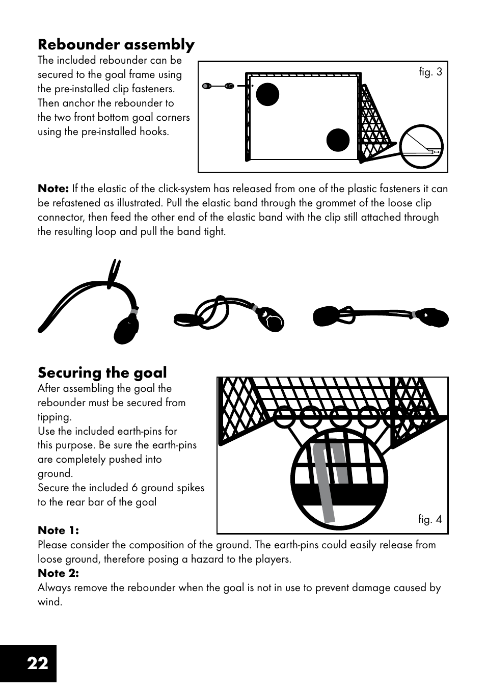 22 rebounder assembly, Securing the goal | Crivit FT-1400 User Manual | Page 22 / 32