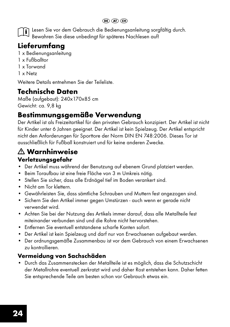 Lieferumfang, Technische daten, Bestimmungsgemäße verwendung | Warnhinweise | Crivit FT-1400 User Manual | Page 24 / 32