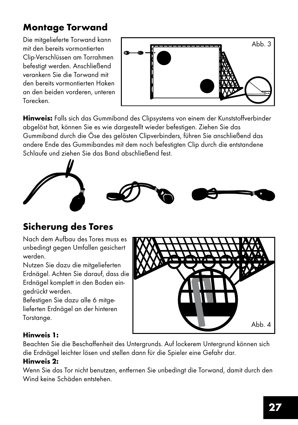 27 montage torwand, Sicherung des tores | Crivit FT-1400 User Manual | Page 27 / 32