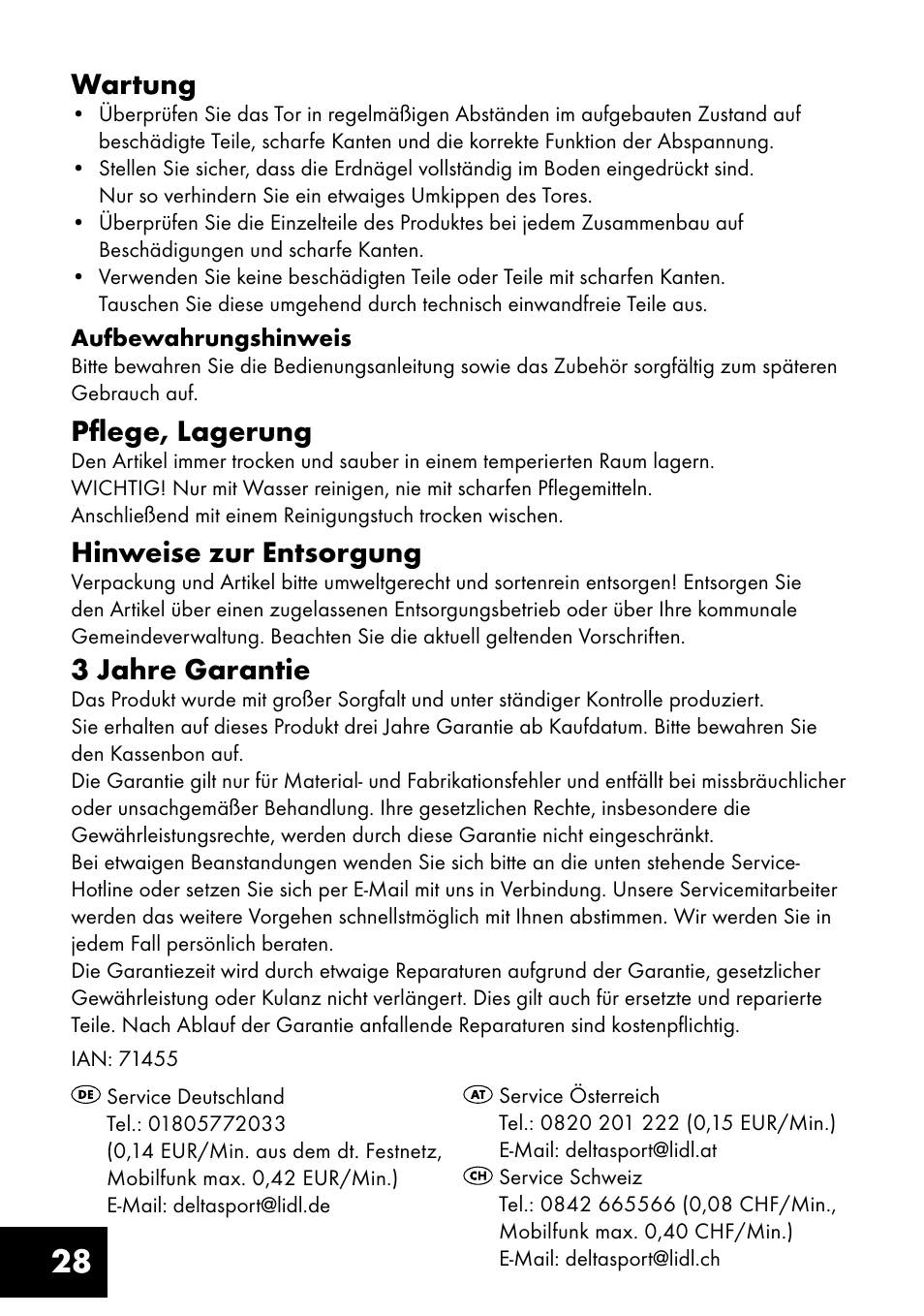 28 wartung, Pflege, lagerung, Hinweise zur entsorgung | 3 jahre garantie | Crivit FT-1400 User Manual | Page 28 / 32