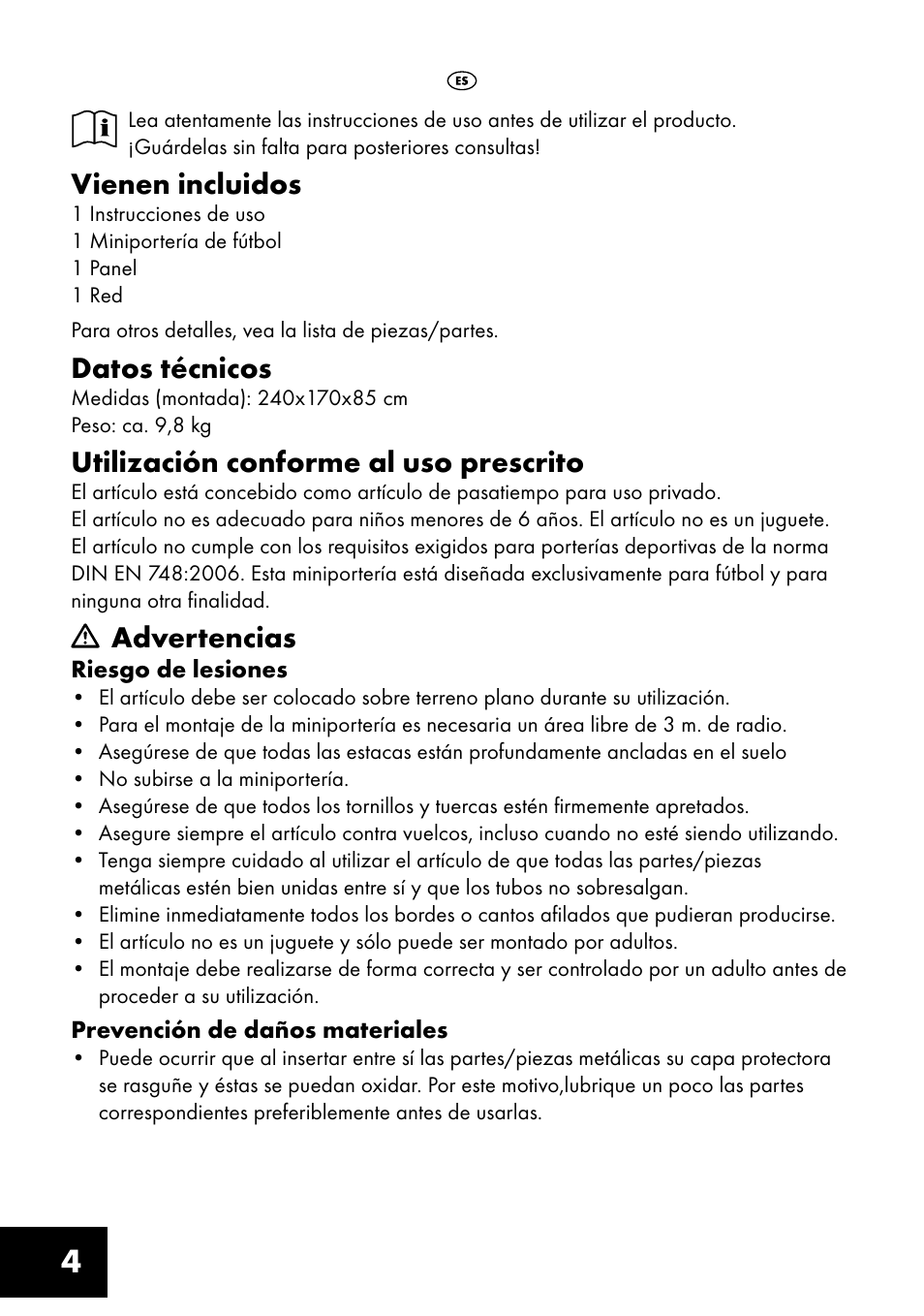Vienen incluidos, Datos técnicos, Utilización conforme al uso prescrito | Advertencias | Crivit FT-1400 User Manual | Page 4 / 32