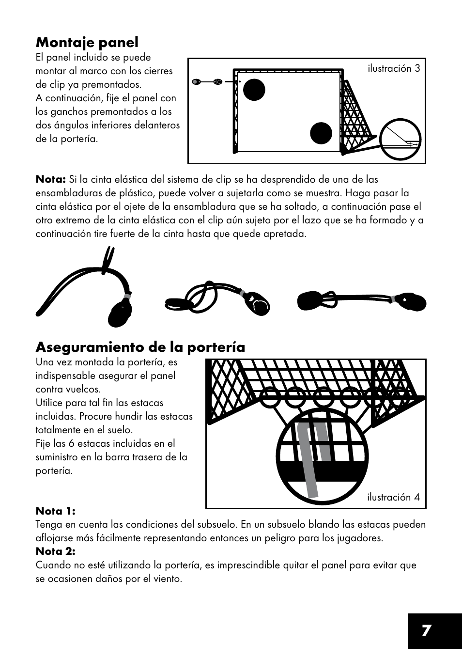 7montaje panel, Aseguramiento de la portería | Crivit FT-1400 User Manual | Page 7 / 32