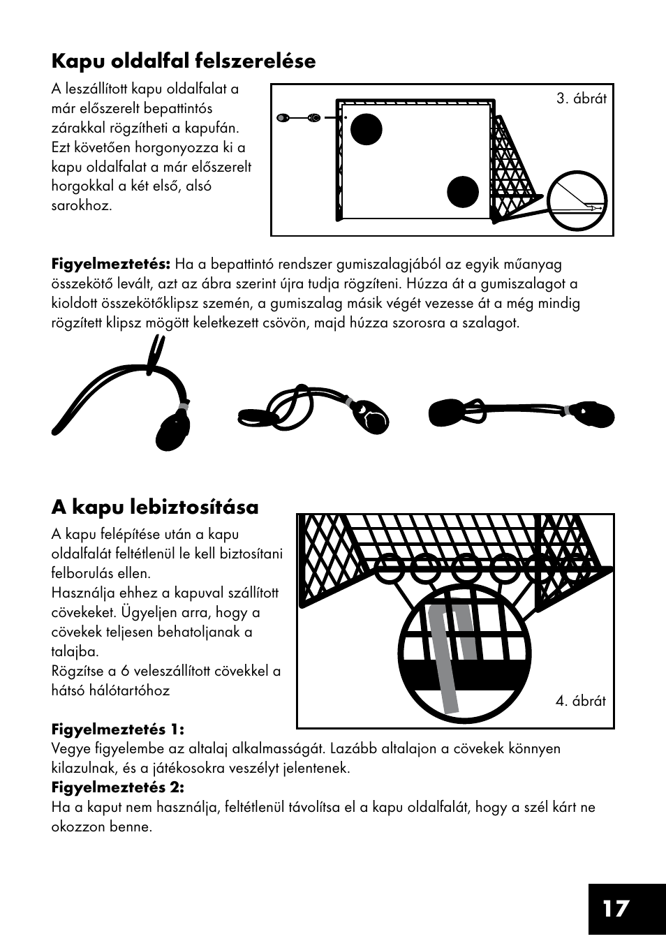 17 kapu oldalfal felszerelése, A kapu lebiztosítása | Crivit FT-1400 User Manual | Page 17 / 40