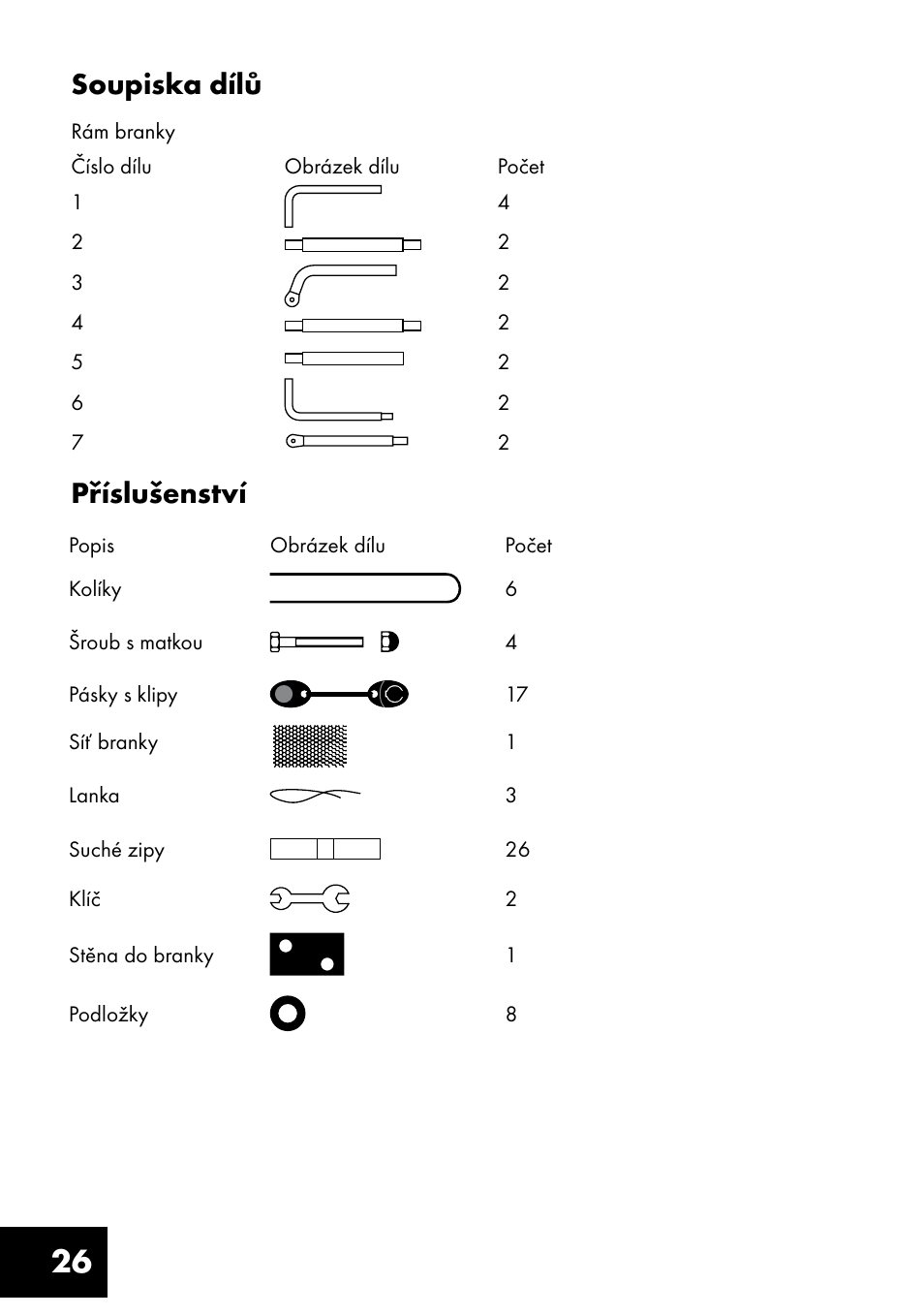 26 soupiska dílů příslušenství | Crivit FT-1400 User Manual | Page 26 / 40
