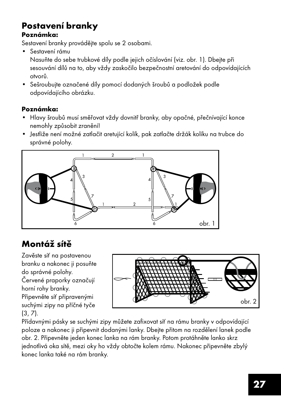 27 montáž sítě, Postavení branky | Crivit FT-1400 User Manual | Page 27 / 40