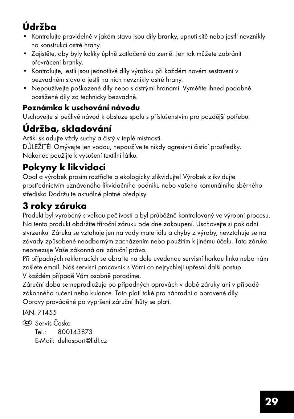 29 údržba, Údržba, skladování, Pokyny k likvidaci | 3 roky záruka | Crivit FT-1400 User Manual | Page 29 / 40