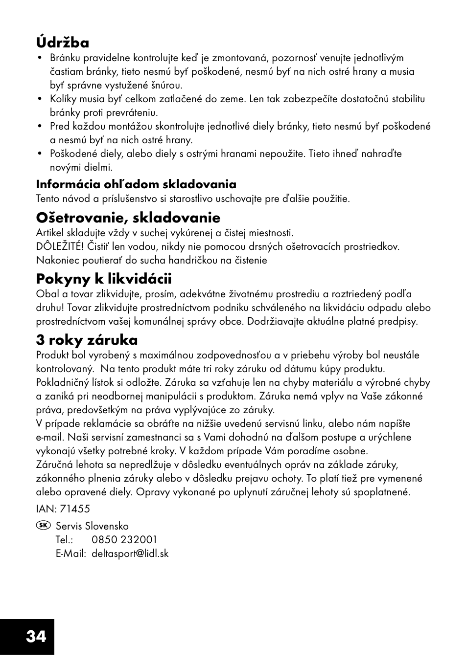 34 údržba, Ošetrovanie, skladovanie, Pokyny k likvidácii | 3 roky záruka | Crivit FT-1400 User Manual | Page 34 / 40