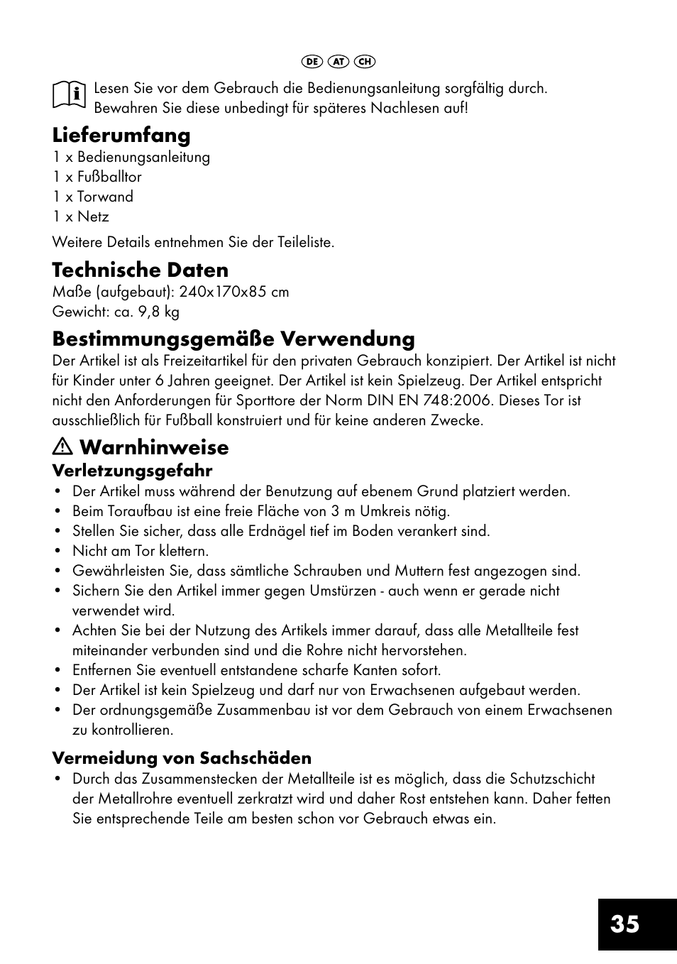 Lieferumfang, Technische daten, Bestimmungsgemäße verwendung | Warnhinweise | Crivit FT-1400 User Manual | Page 35 / 40