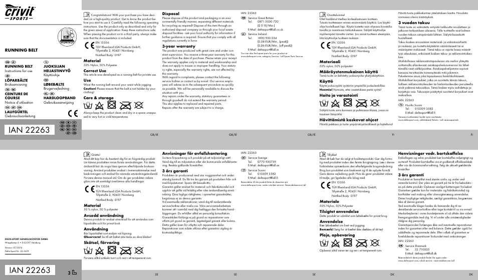 Crivit Running Belt / Running Waistcoat User Manual | 2 pages