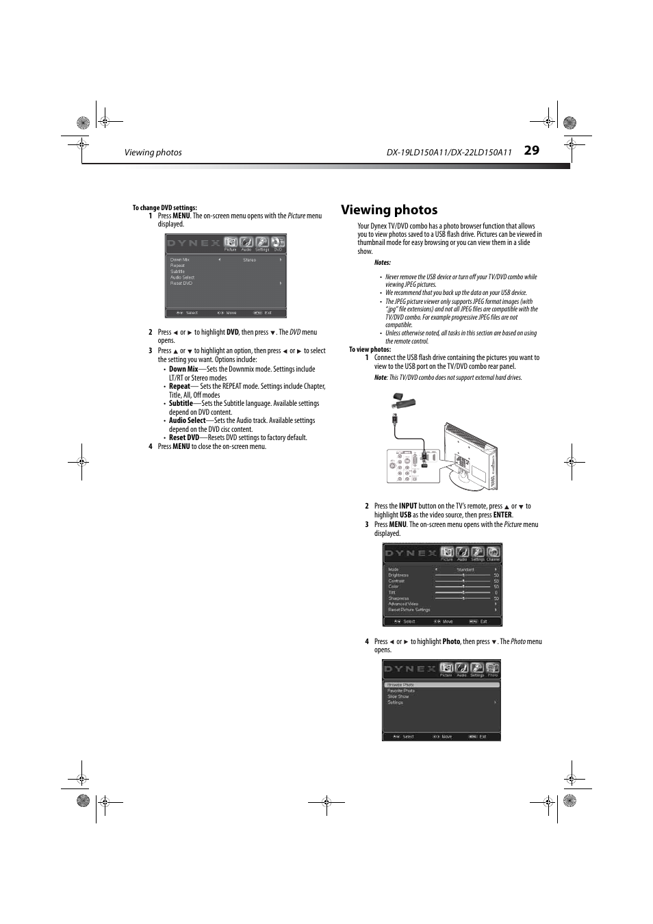 Viewing photos | Dynex DX-19LD150A11 User Manual | Page 33 / 41