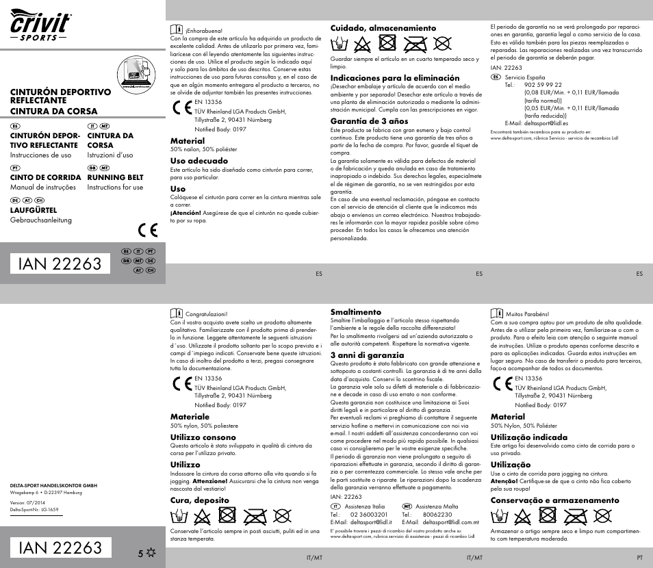 Crivit Running Belt / Running Waistcoat User Manual | 2 pages