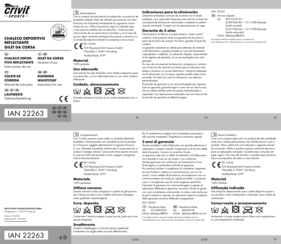 Crivit Running Belt / Running Waistcoat User Manual | 2 pages