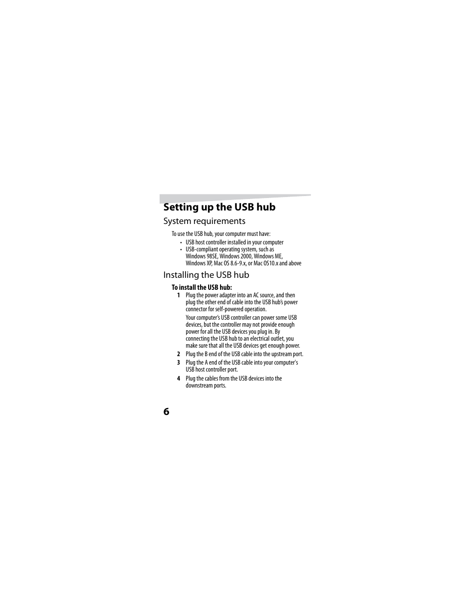 6setting up the usb hub | Dynex DX-4P2H User Manual | Page 6 / 32