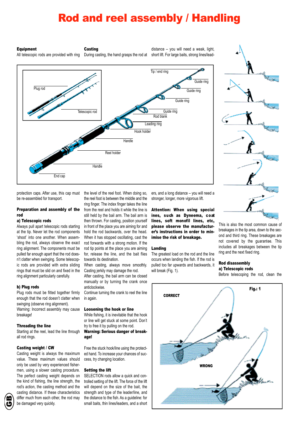 Mi-rods/reels-gb, Rod and reel assembly / handling | Crivit Bottom/Feeder Fishing Reel Combo 300-6 User Manual | Page 13 / 18