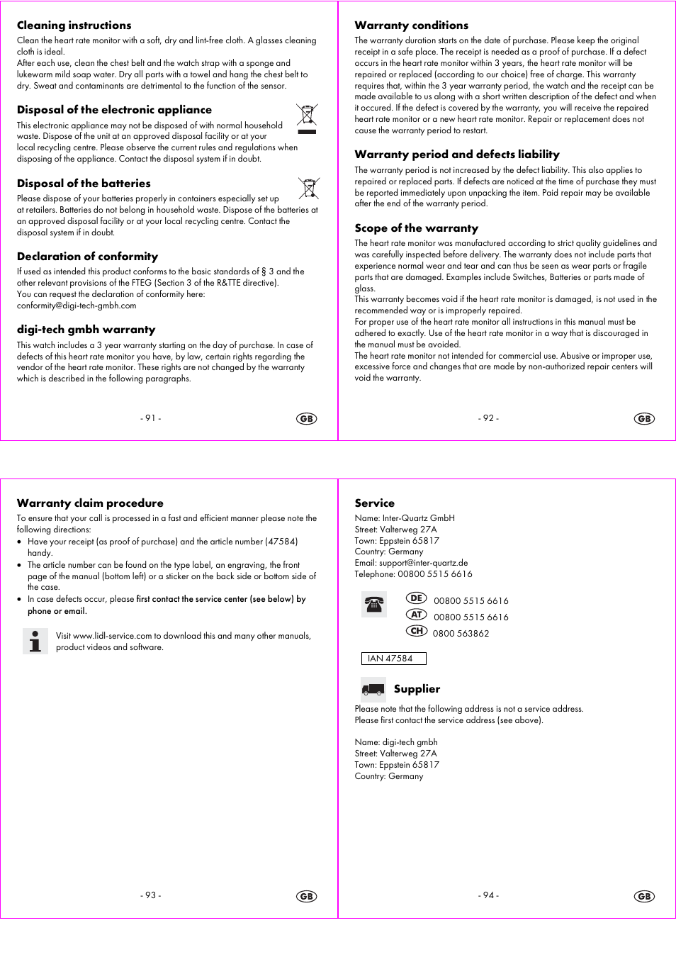 Crivit 1-LD3814 User Manual | Page 24 / 25
