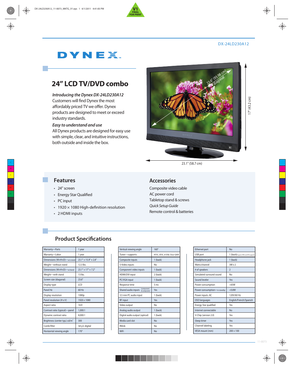 Dynex DX-24LD230A12 User Manual | 1 page