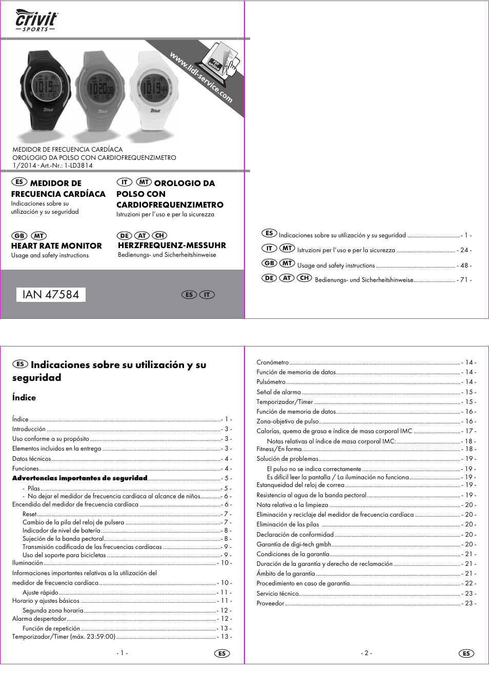 Crivit 1-LD3814 User Manual | 25 pages