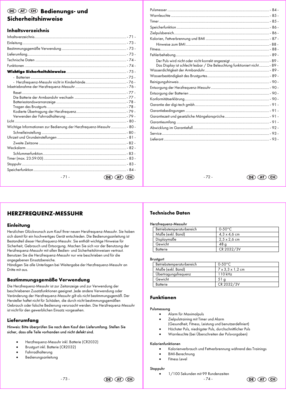 Bedienungs- und sicherheitshinweise, Herzfrequenz-messuhr | Crivit 1-LD3814 User Manual | Page 19 / 25