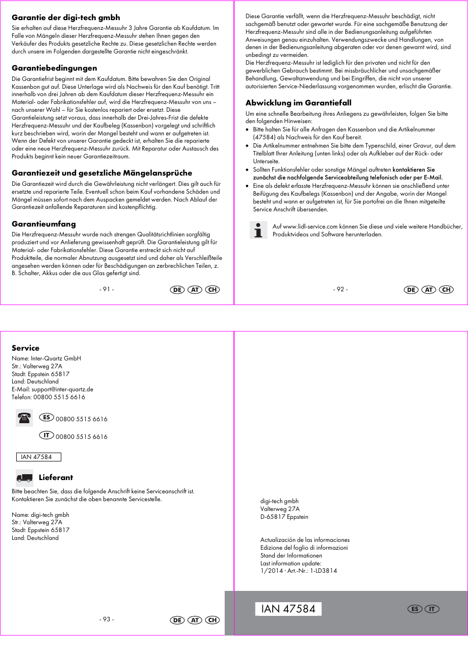Crivit 1-LD3814 User Manual | Page 24 / 25