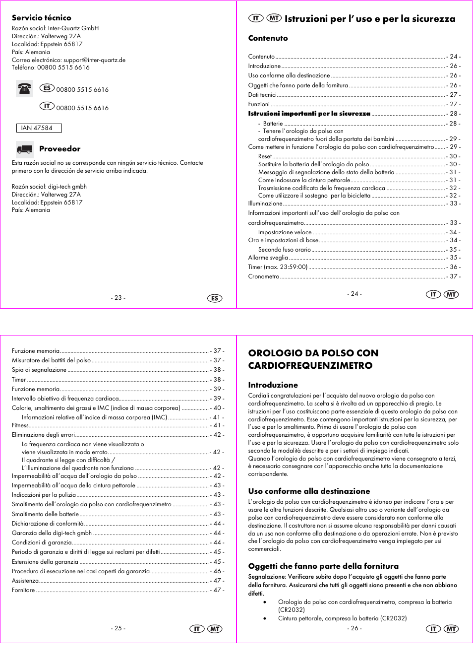 Istruzioni per l’uso e per la sicurezza, Orologio da polso con cardiofrequenzimetro | Crivit 1-LD3814 User Manual | Page 7 / 25