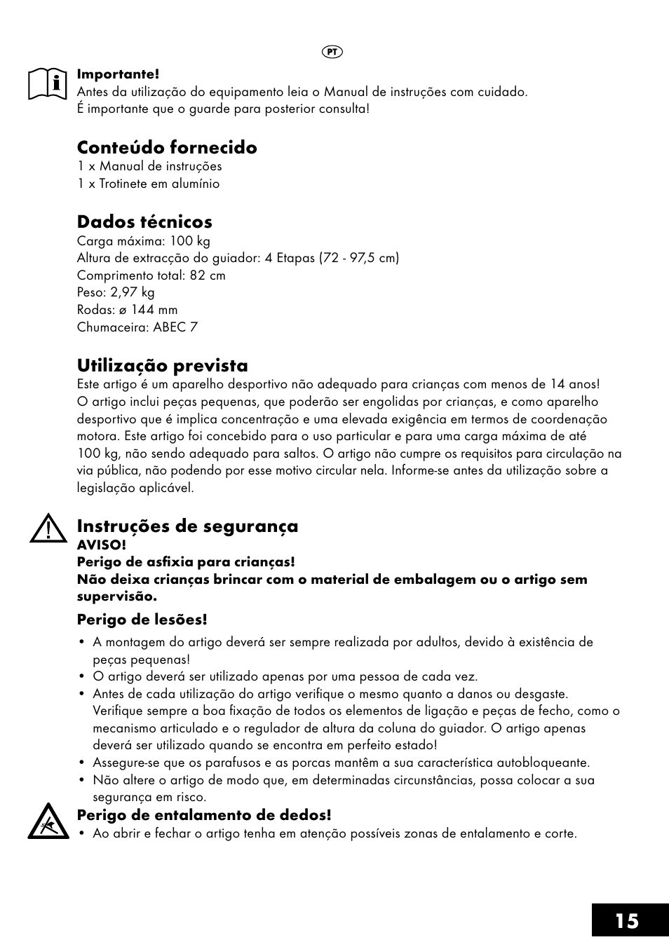Conteúdo fornecido, Dados técnicos, Utilização prevista | Instruções de segurança | Crivit AS-1461 User Manual | Page 15 / 32