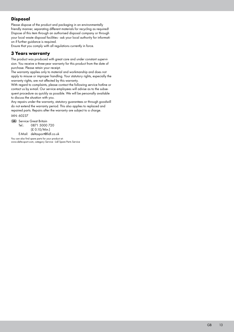 Disposal, 3 years warranty | Crivit TR-1836 User Manual | Page 11 / 18