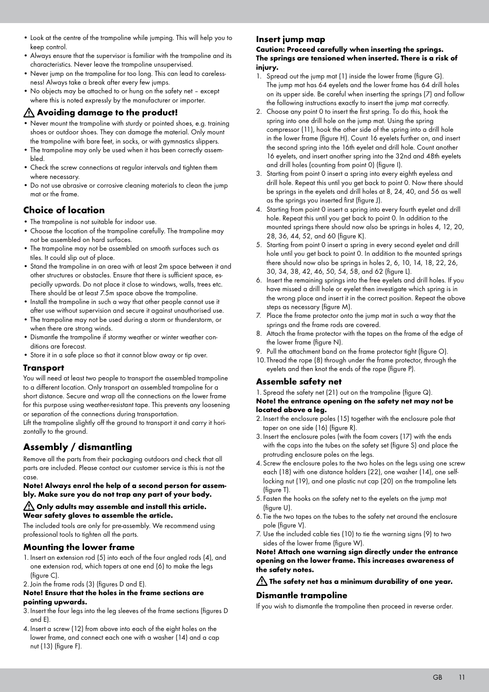 Choice of location, Assembly / dismantling | Crivit TR-1836 User Manual | Page 9 / 18