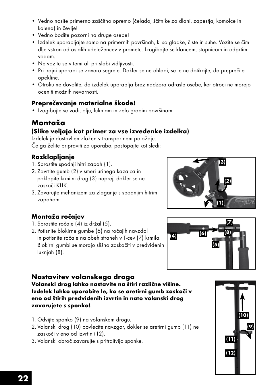 Montaža, Nastavitev volanskega droga | Crivit AS-1461 User Manual | Page 22 / 44