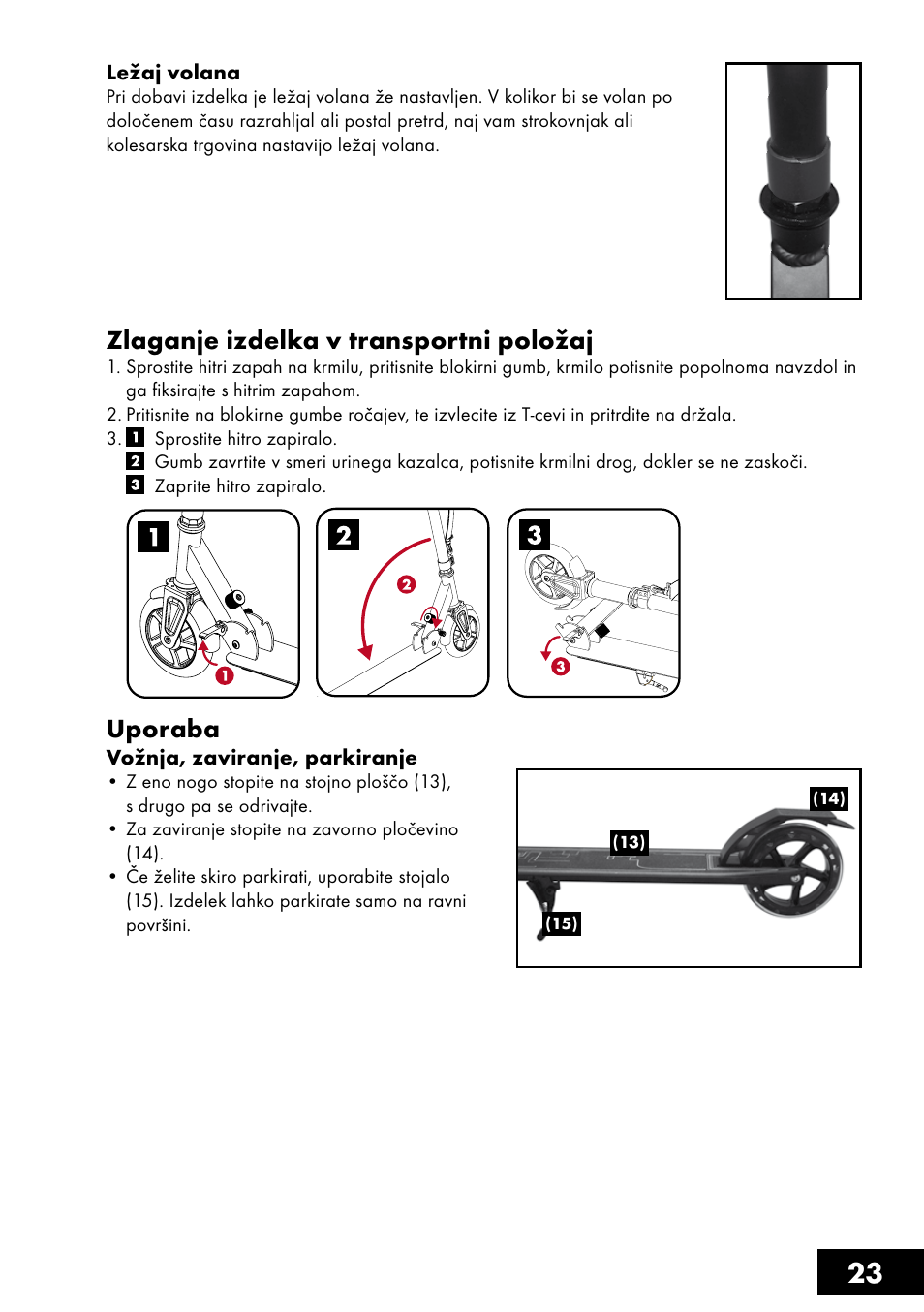 Zlaganje izdelka v transportni položaj, Uporaba | Crivit AS-1461 User Manual | Page 23 / 44