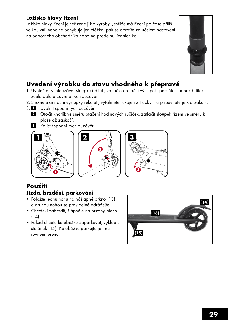 Uvedení výrobku do stavu vhodného k přepravě, Použití | Crivit AS-1461 User Manual | Page 29 / 44