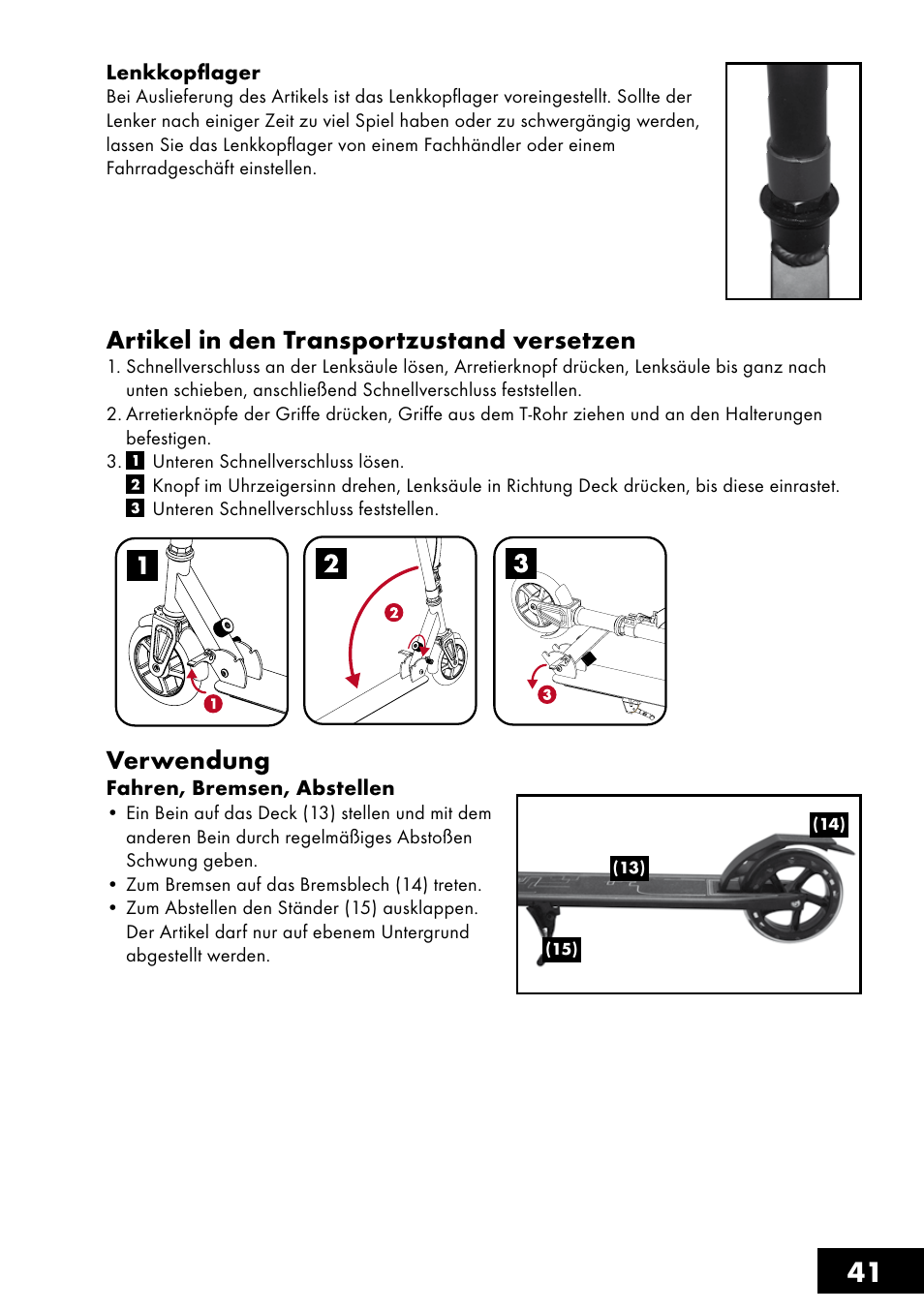 Artikel in den transportzustand versetzen, Verwendung | Crivit AS-1461 User Manual | Page 41 / 44