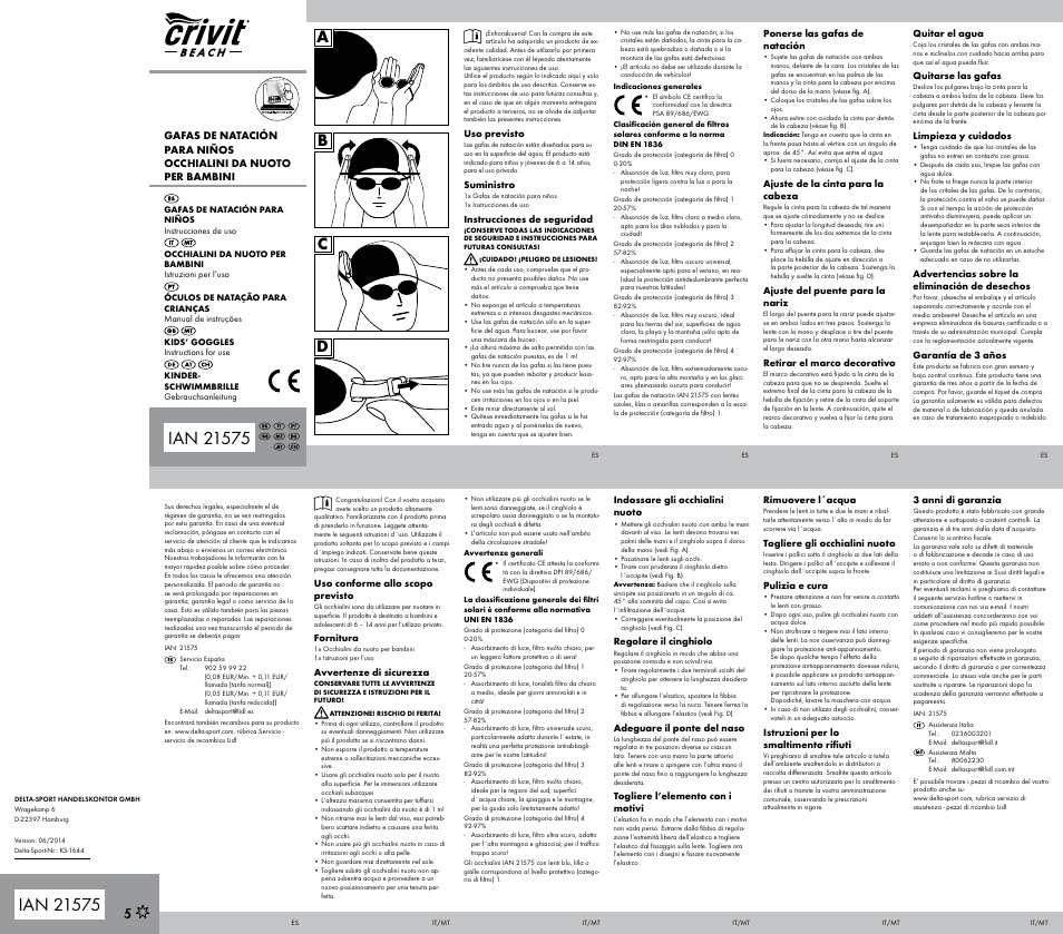 Crivit Kids' Goggles User Manual | 2 pages