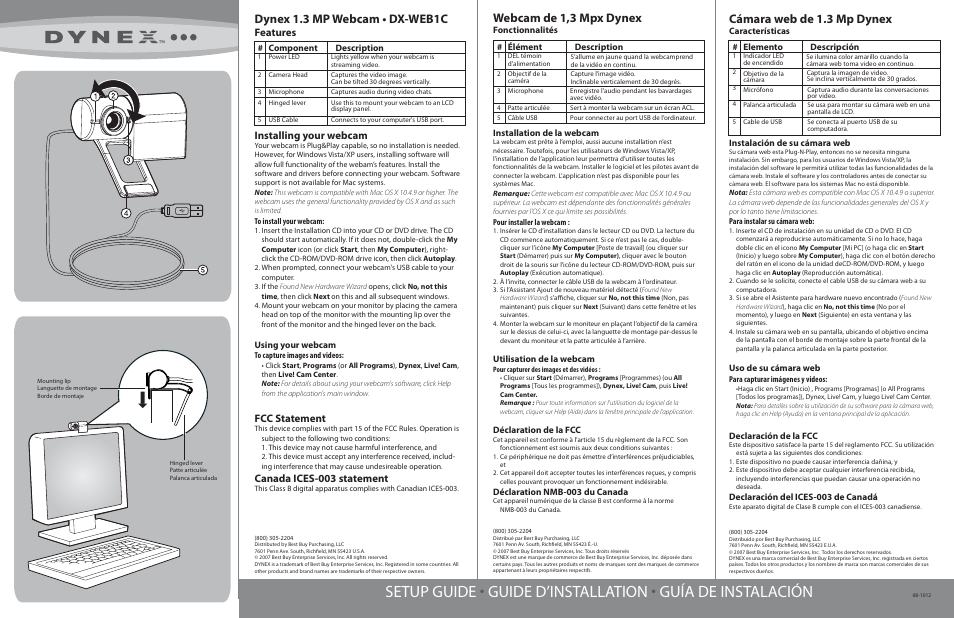 Dynex DX-WEB1C User Manual | 1 page