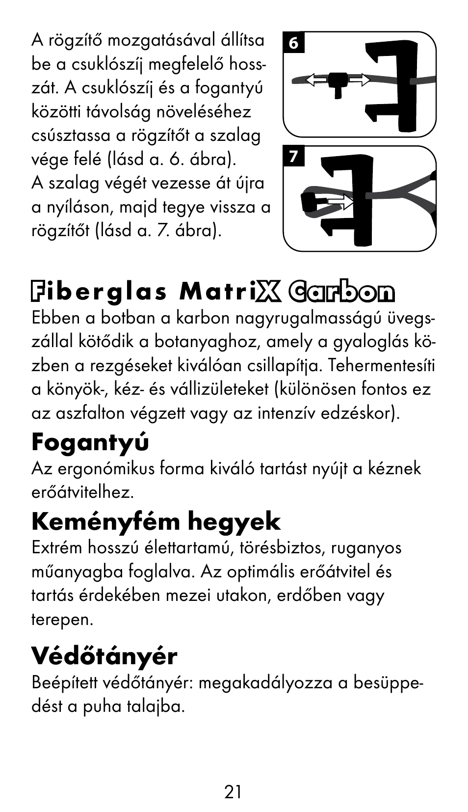 Fiberglas matri x carbon, Fogantyú, Keményfém hegyek | Védőtányér | Crivit WS-1370 User Manual | Page 21 / 60