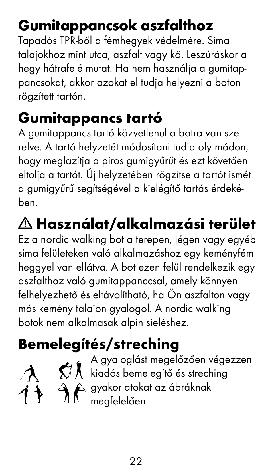 Gumitappancsok aszfalthoz, Gumitappancs tartó, Használat/alkalmazási terület | Bemelegítés/streching | Crivit WS-1370 User Manual | Page 22 / 60