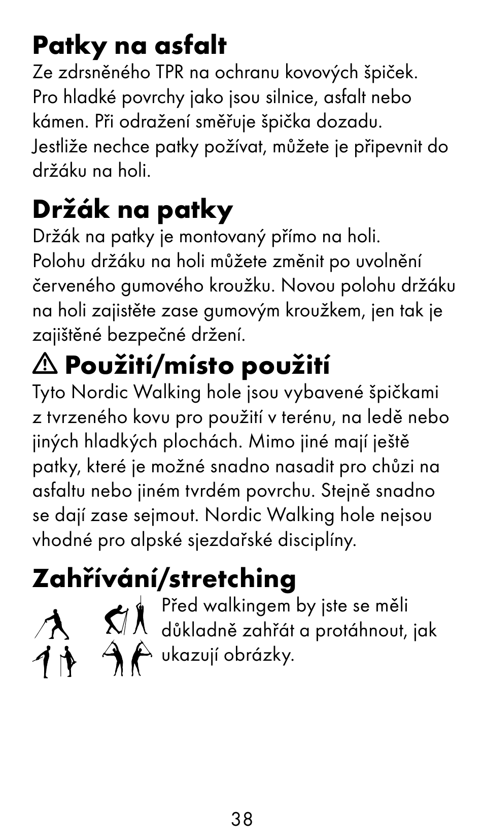 Patky na asfalt, Držák na patky, Použití/místo použití | Zahřívání/stretching | Crivit WS-1370 User Manual | Page 38 / 60