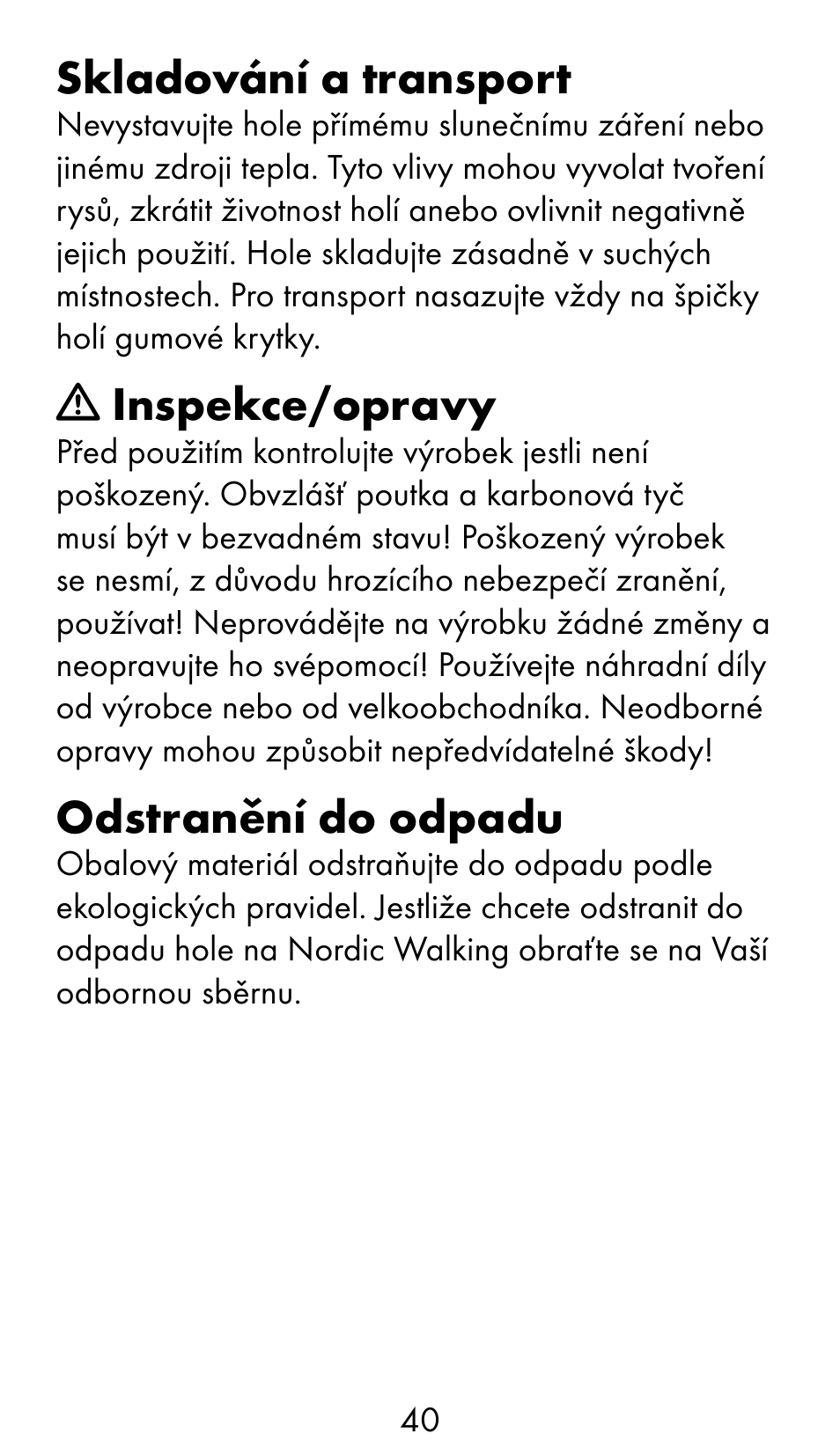 Skladování a transport, Inspekce/opravy, Odstranění do odpadu | Crivit WS-1370 User Manual | Page 40 / 60