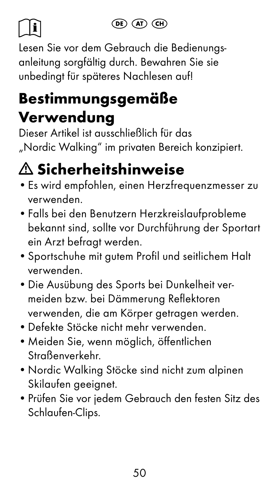 Bestimmungsgemäße verwendung, Sicherheitshinweise | Crivit WS-1370 User Manual | Page 50 / 60