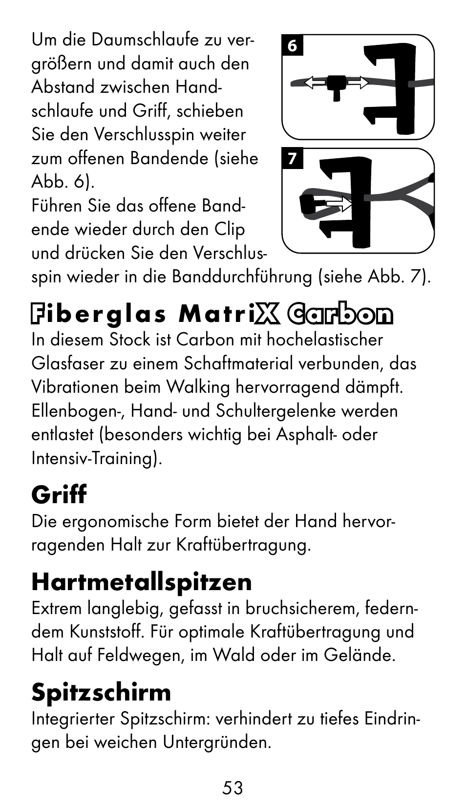 Fiberglas matri x carbon, Griff, Hartmetallspitzen | Spitzschirm | Crivit WS-1370 User Manual | Page 53 / 60