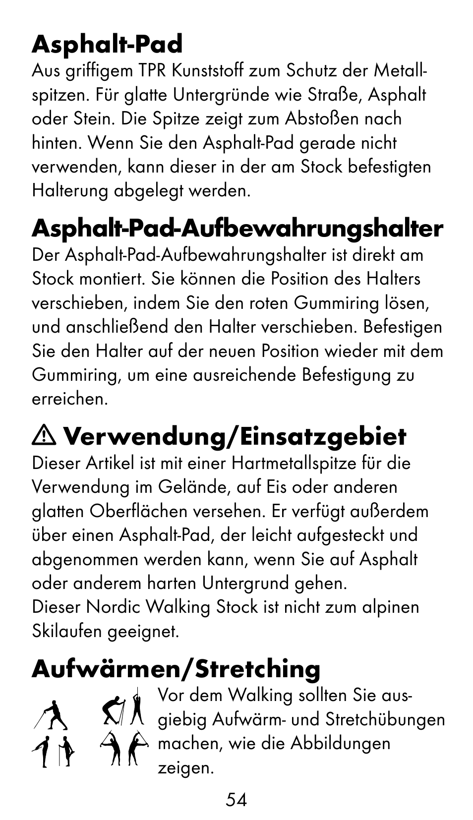 Asphalt-pad, Asphalt-pad-aufbewahrungshalter, Verwendung/einsatzgebiet | Aufwärmen/stretching | Crivit WS-1370 User Manual | Page 54 / 60