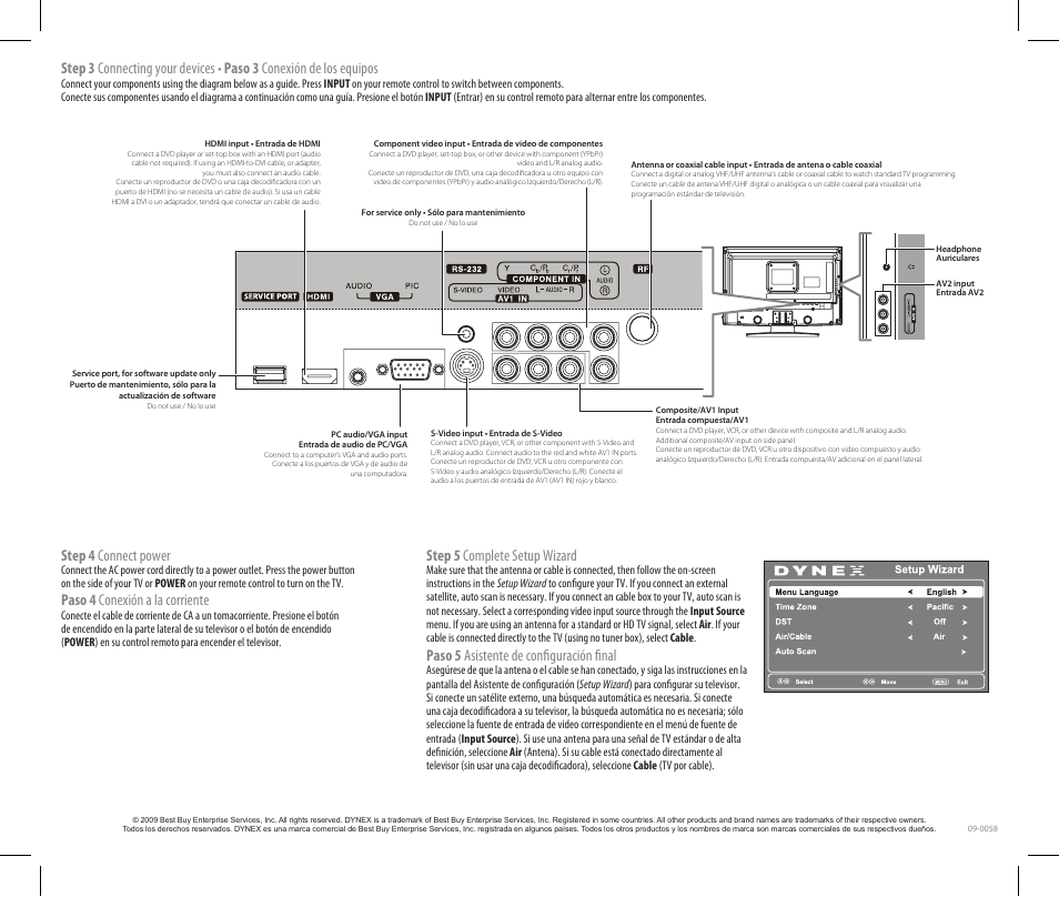 Step 4 connect power, Paso 4 conexión a la corriente, Step 5 complete setup wizard | Paso 5 asistente de configuración final | Dynex DX-L22-10A User Manual | Page 2 / 2