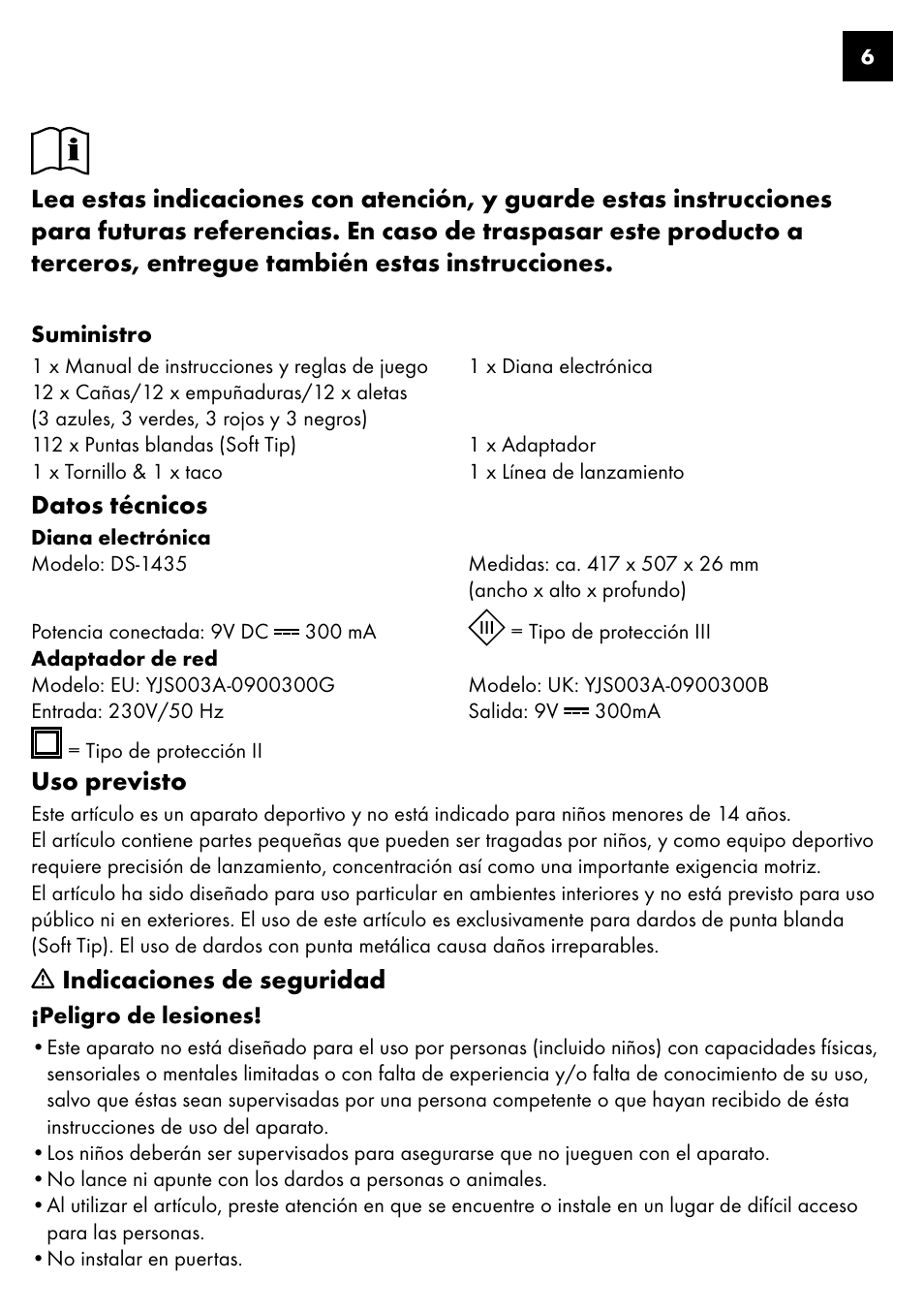 Datos técnicos, Uso previsto, Indicaciones de seguridad | Crivit DS-1435 User Manual | Page 4 / 94