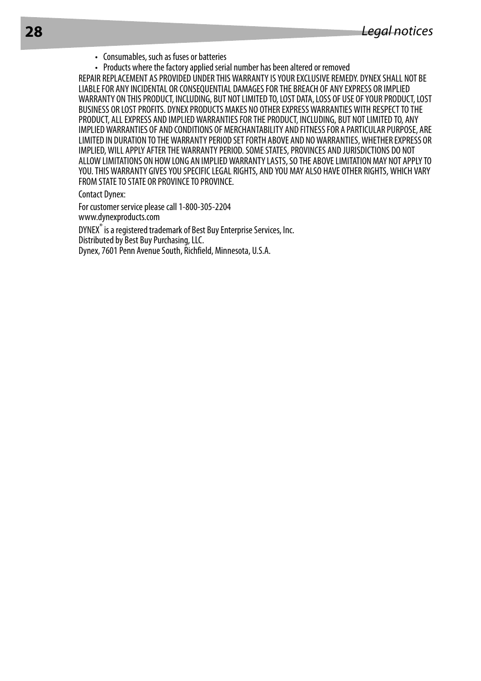 Legal notices | Dynex DX-BUSB User Manual | Page 28 / 90
