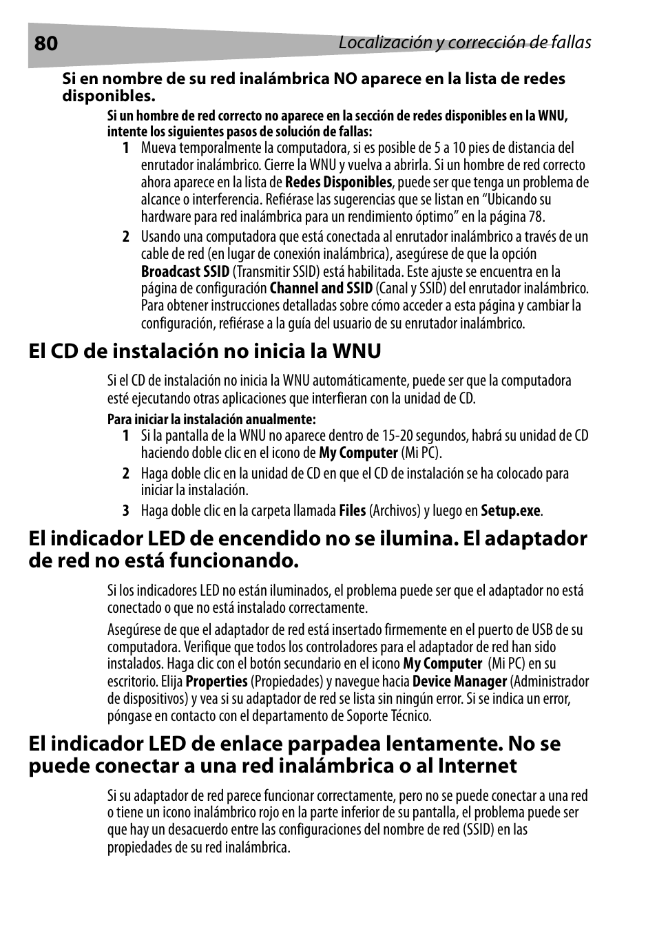 El cd de instalación no inicia la wnu, Para iniciar la instalación anualmente | Dynex DX-BUSB User Manual | Page 80 / 90