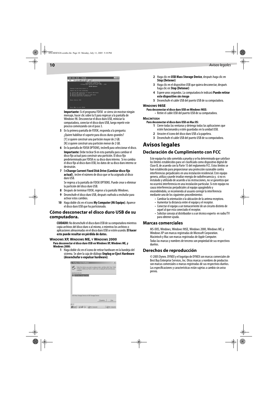 Avisos legales | Dynex DX-HDEN20 User Manual | Page 10 / 12
