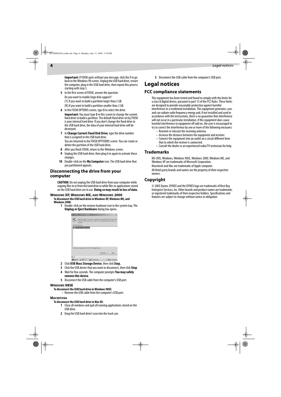 Legal notices | Dynex DX-HDEN20 User Manual | Page 4 / 12