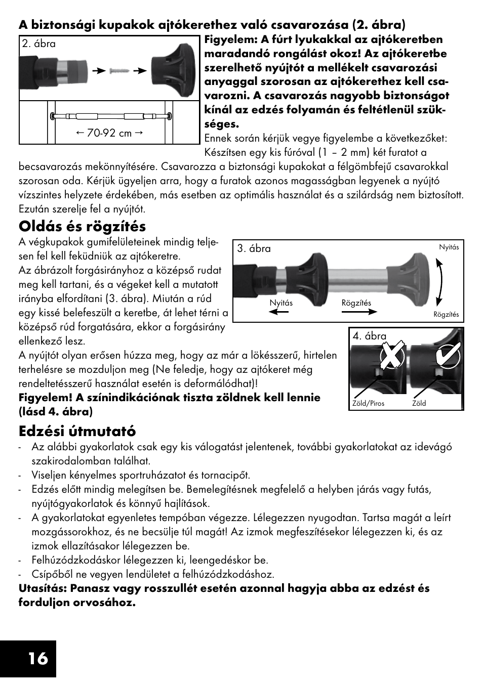Oldás és rögzítés, Edzési útmutató | Crivit TR-1433 User Manual | Page 16 / 40