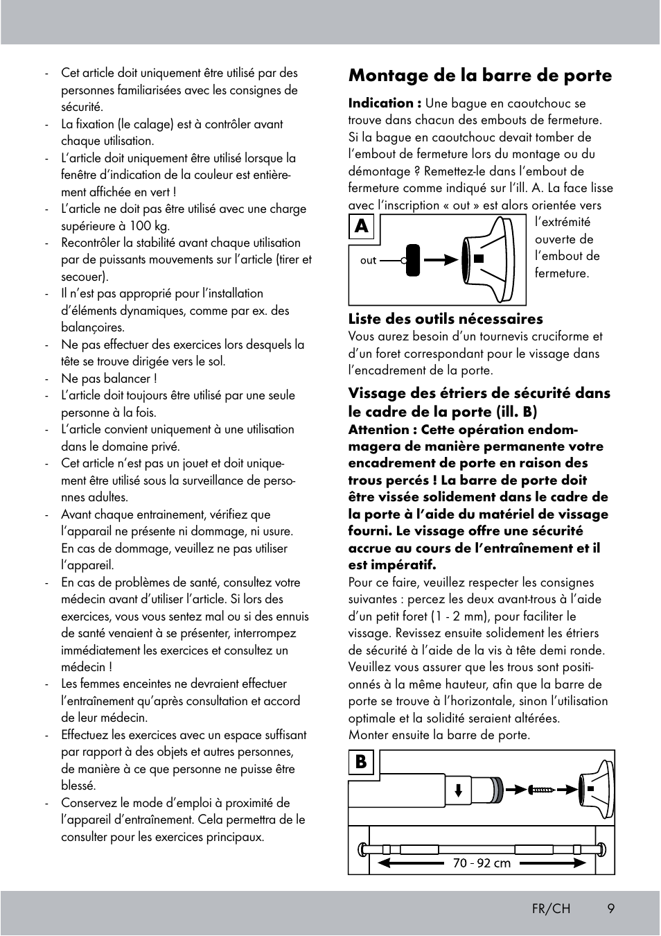 Montage de la barre de porte | Crivit Chin-Up Bar User Manual | Page 9 / 24
