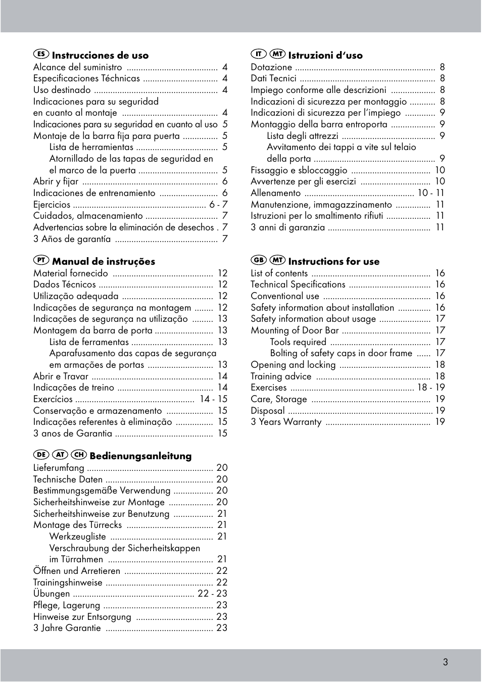 Crivit Chin-Up Bar User Manual | Page 3 / 24