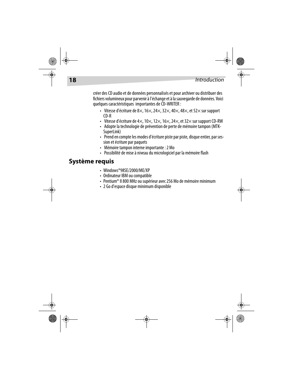 Système requis | Dynex DX-CDRW52 User Manual | Page 18 / 47